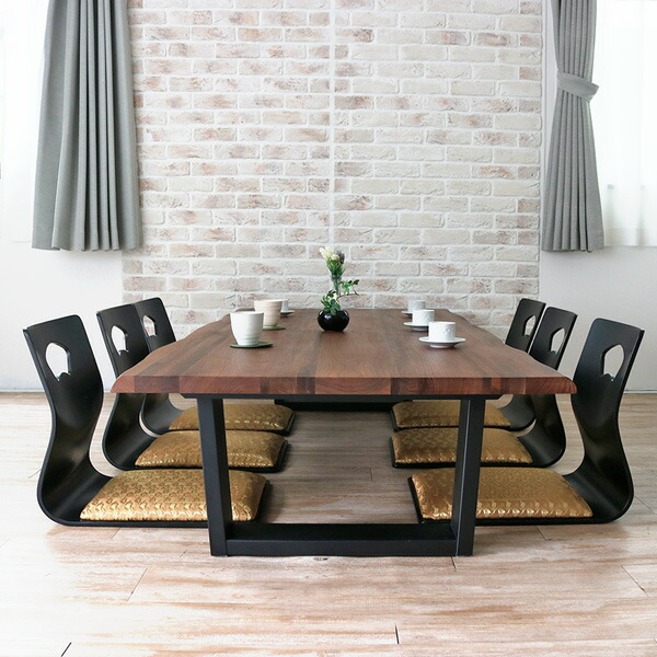 楽天市場】座卓 座椅子 セット 7点 ウォールナット 無垢 幅180cm 一枚