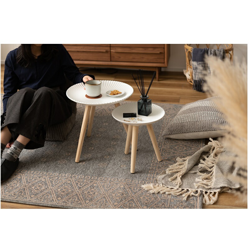 楽天市場】サイドテーブル 丸 おしゃれ 小物置き ホワイト トレイ