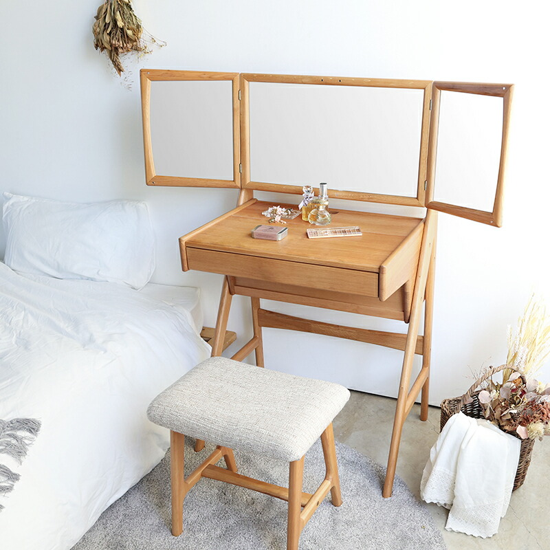 楽天市場】オーク材のドレッサー＆スツールセット※代引き不可