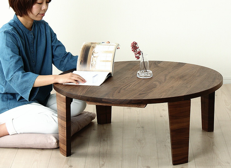 楽天市場】ウォールナット無垢材の木製ちゃぶ台 90cm丸（ちゃぶ台/木製