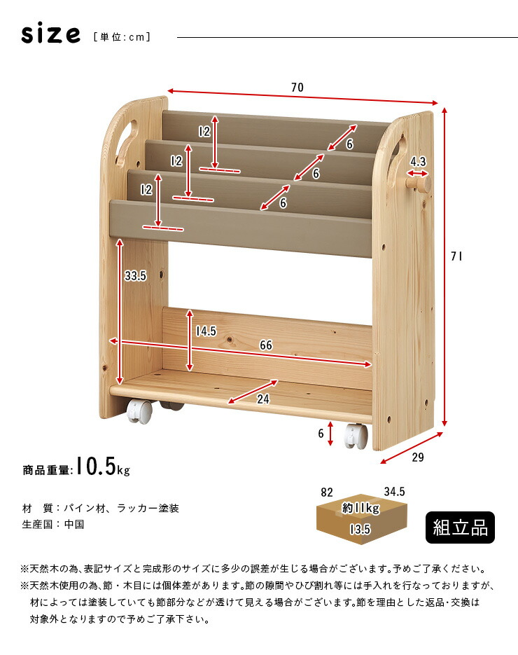 楽天市場】【ポイント5倍!25日限定】 絵本ラック 絵本棚 幅70cm