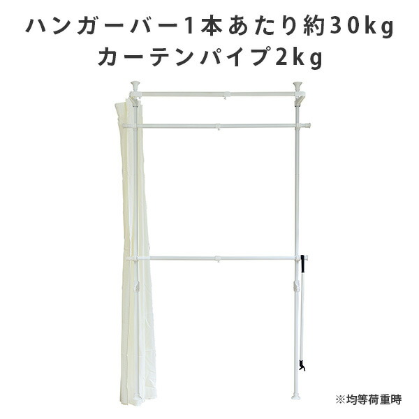 楽天市場】カーテン付き 突っ張り ハンガーラック 幅90-133 奥行36 高