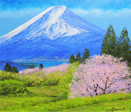楽天市場】絵画 油絵 富士山と桜 （小川久雄） 送料無料 【肉筆