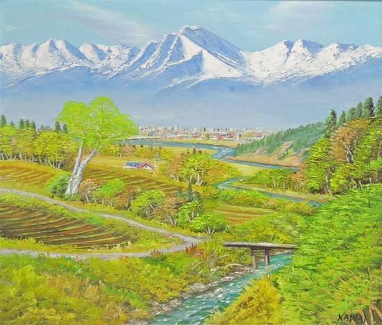 楽天市場】絵画 油絵 常念岳山麓（1） 送料無料 【日本の風景】【海