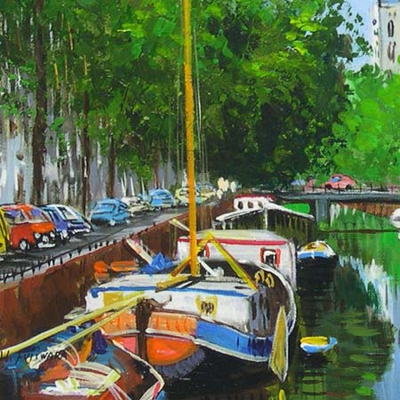 楽天市場】絵画 油絵 アムステルダムの運河 （藤原英信） 送料無料