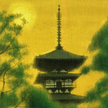 楽天市場】平山郁夫 絵画 木の間の塔 薬師寺 送料無料 【複製】【美術