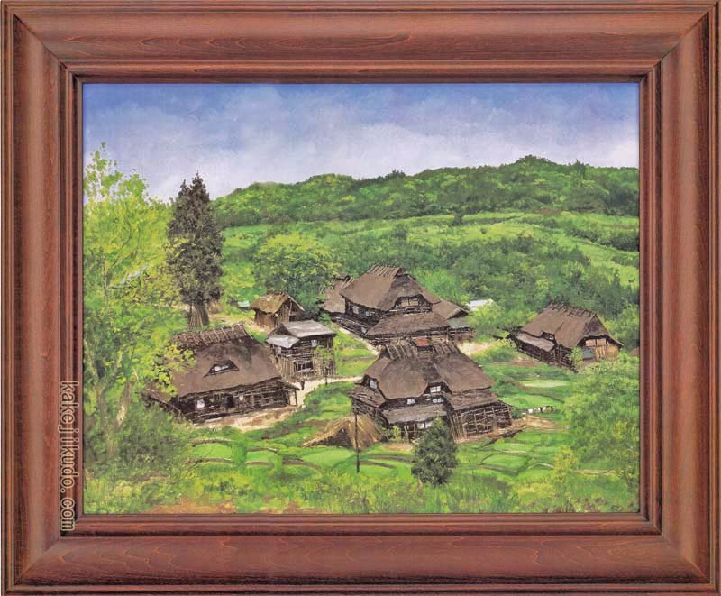 向井 潤吉、遅れる春の丘より、希少画集画、新品額装付 向井 潤吉