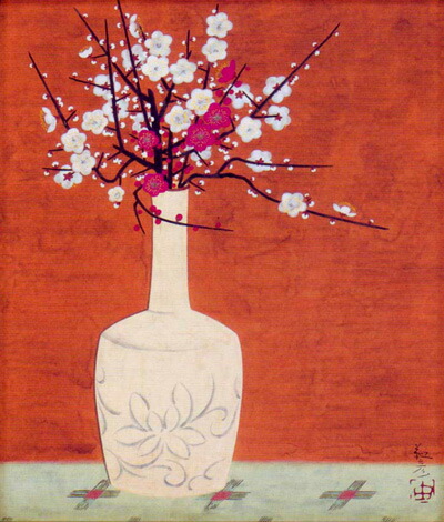 楽天市場】安田靫彦 絵画 梅花定窯瓶 送料無料 【複製】【美術印刷