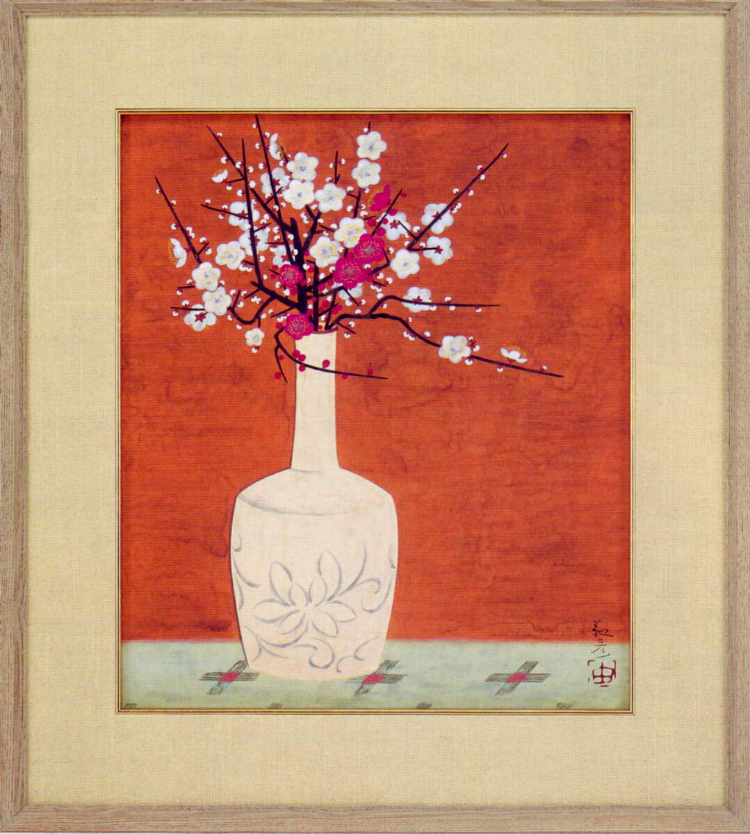 楽天市場】安田靫彦 絵画 梅花定窯瓶 送料無料 【複製】【美術印刷