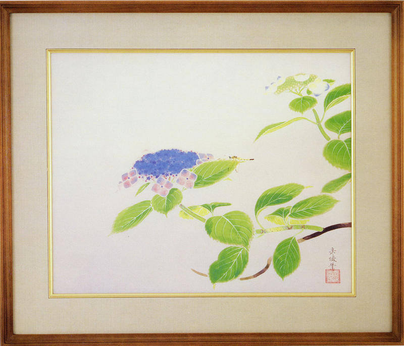 楽天市場】中村岳陵 絵画 八仙花 送料無料 【複製】【美術印刷】【巨匠