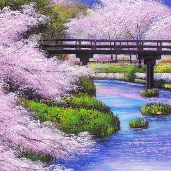 楽天市場】絵画 油絵 忍野富士に桜 F20号 （木村由記夫） 送料無料