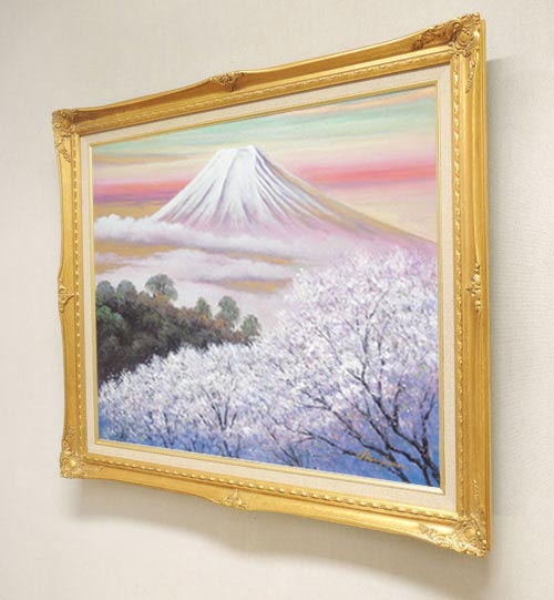 楽天市場】絵画 油絵 金富士と桜 F30号 （岡島哲夫） 送料無料 【肉筆