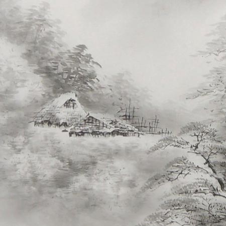 楽天市場】掛け軸 水墨山水 (渋谷昭三) 送料無料 【掛軸】【一間床