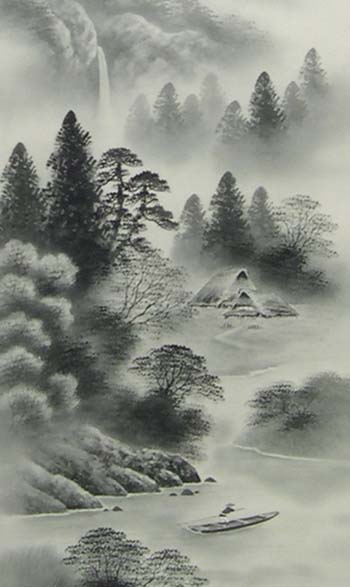 楽天市場】掛け軸 水墨山水 (三浦光陽) （掛軸小物なし) 送料無料