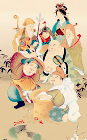 楽天市場】掛け軸 七福神 (鵜飼雄平) 送料無料 掛軸 : 掛け軸・絵画の