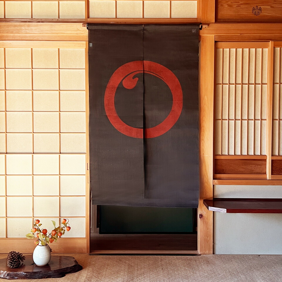 楽天市場】暖簾（のれん）本麻［丈150cm］柿渋染め 【円相】日本製 手