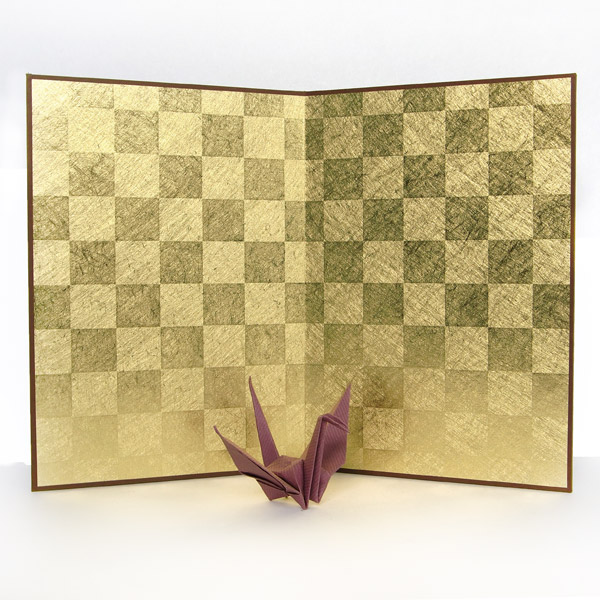 楽天市場】かみもん 二曲屏風 金市松 桜 半紙判 縦24.3×横33.3cm 桜