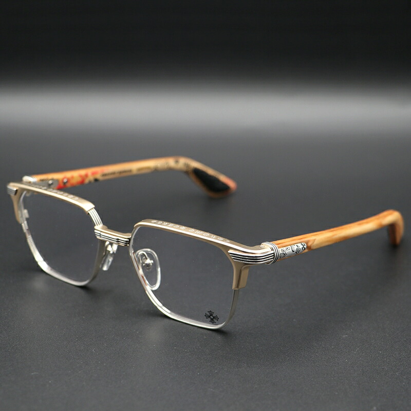 装飾ゴールド伊達メガネ 「クロムハーツ好き必見‼︎」メガネ サングラス 眼鏡 ケース付属】CHROME HEARTS クロムハーツ メガネフレーム CRYPDIC