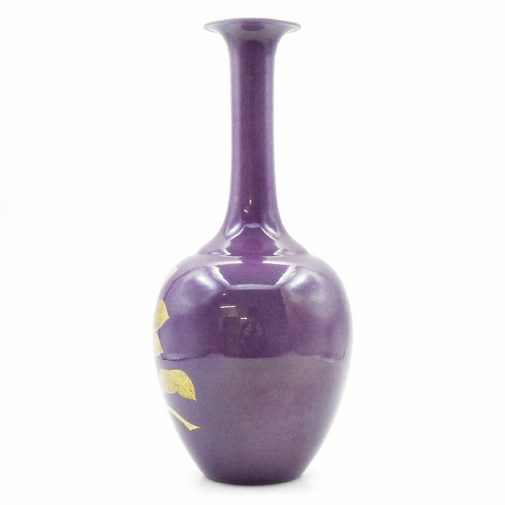 楽天市場】【九谷焼】人間国宝 吉田美統造 釉裏金彩 椿文 花生 花瓶 紫