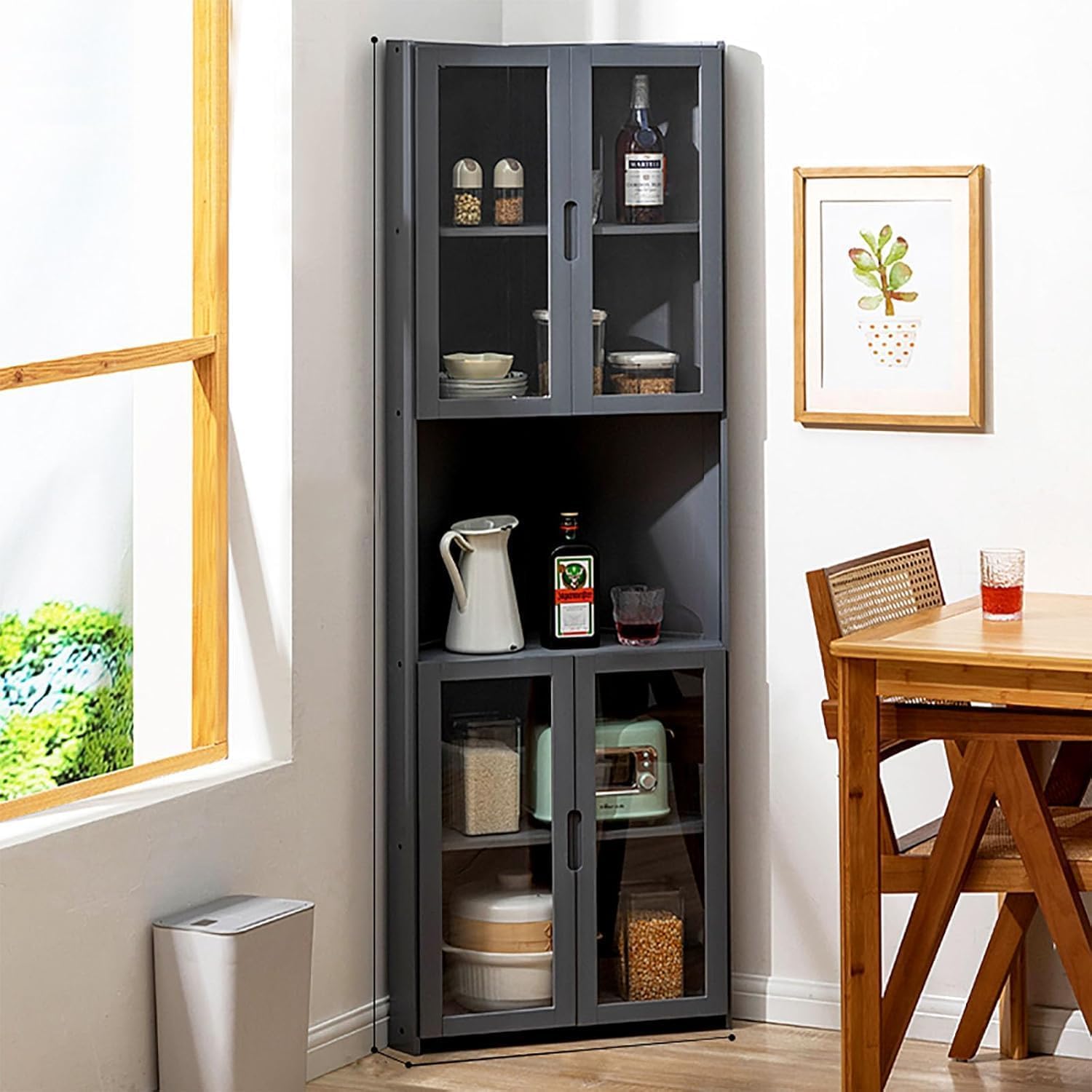 楽天市場】三角収納食器棚 コーナーキャビネット コーナー収納