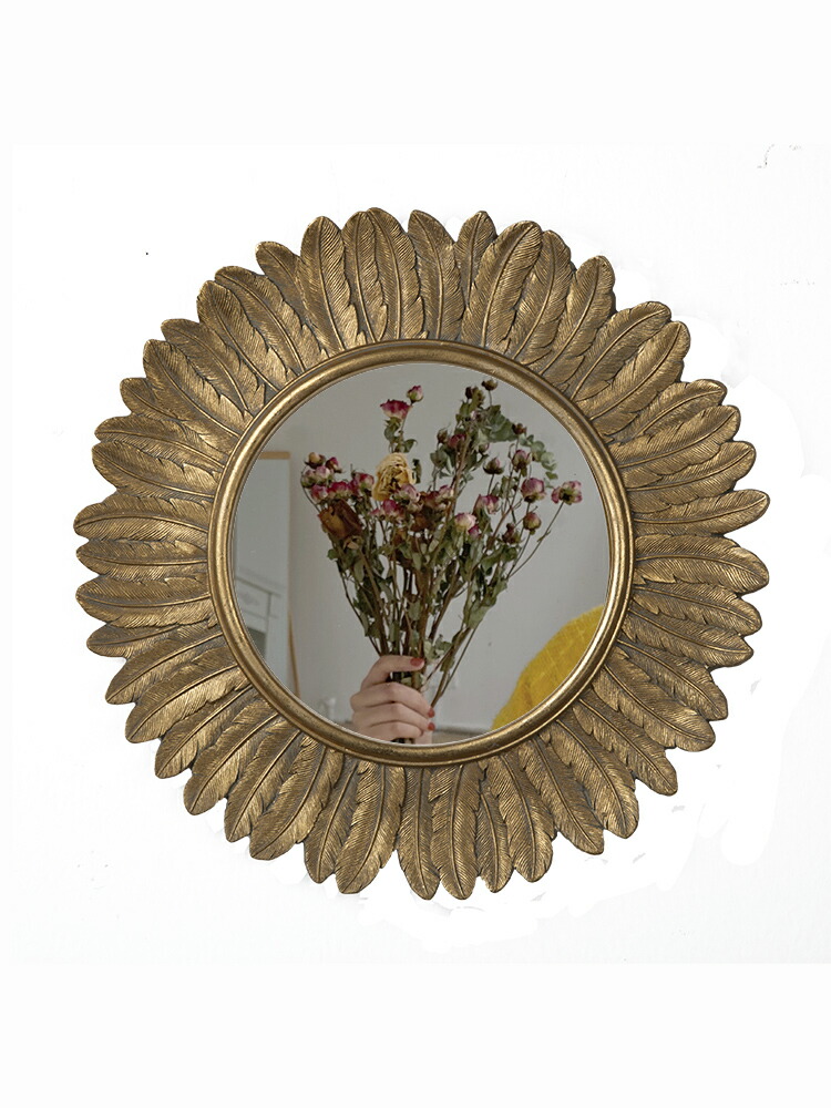 楽天市場】フラワー ゴールド ミラー 鏡 花型 ひまわり 丸 サークル