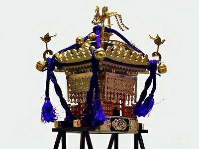 楽天市場】[完成品] 江戸神輿1/8 黒塗り紫紐(茶塗り赤紐)童友社 神輿