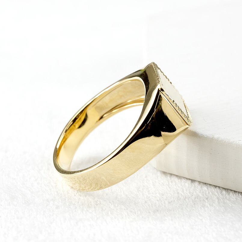 楽天市場】18金 リング メンズ 指輪 イエローゴールドk18 18k 印台