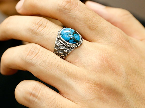 楽天市場】シルバー925 リング メンズ 指輪 幅広 ターコイズ ネット