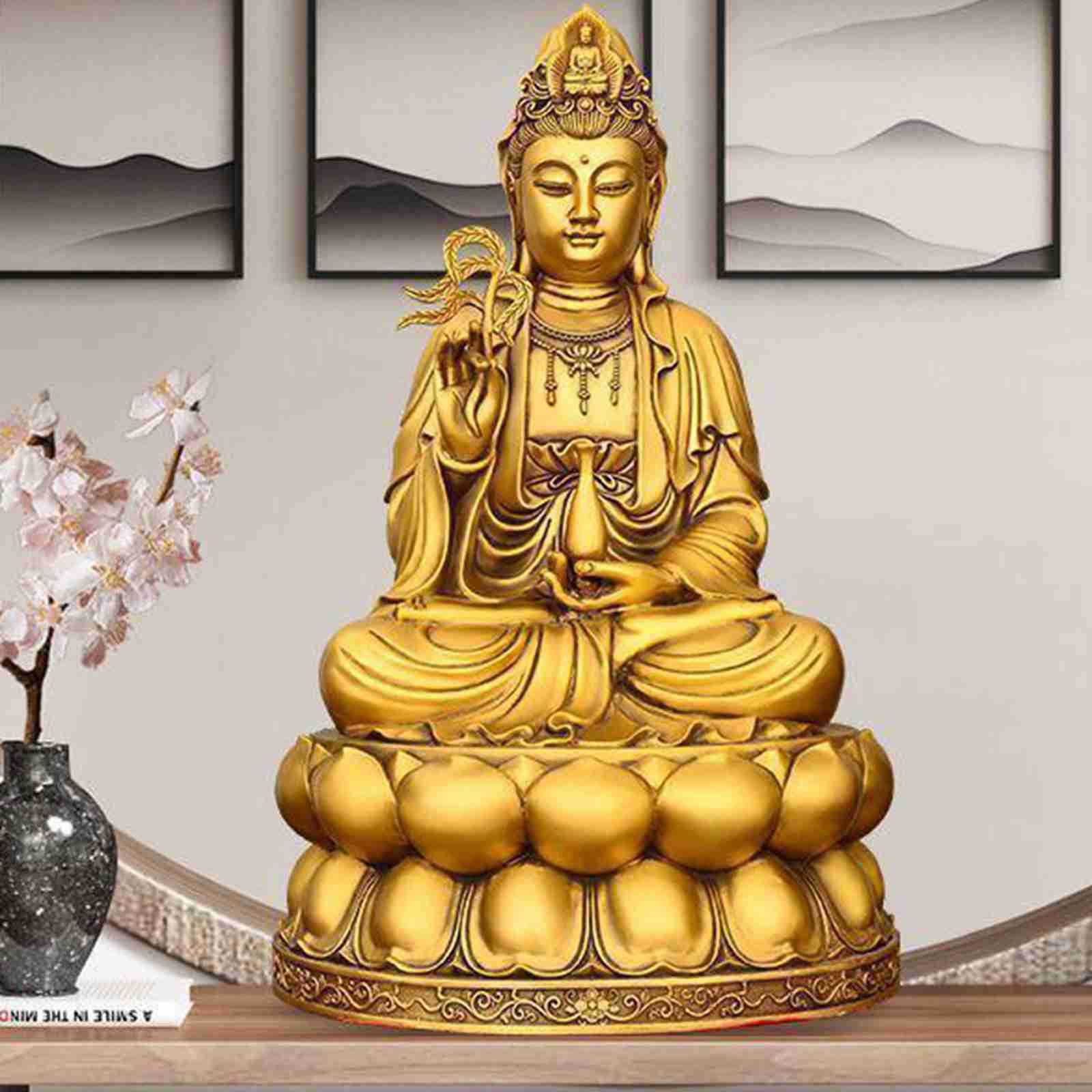 楽天市場】観音菩薩 仏像 銅製 観音像 置物 観音様の仏像 聖観音立像