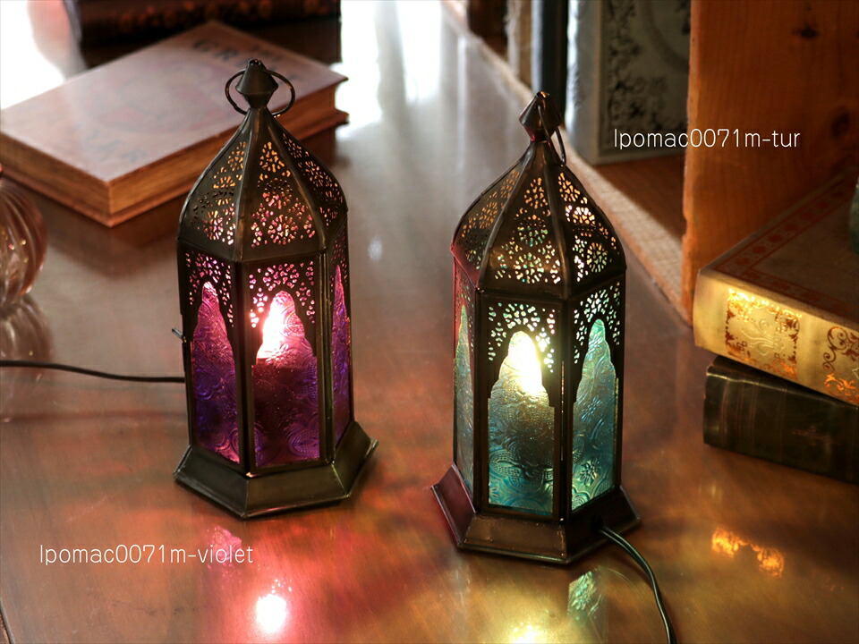 楽天市場】モロッコランタン テーブルランプ バイオレット 高さ24cm 6