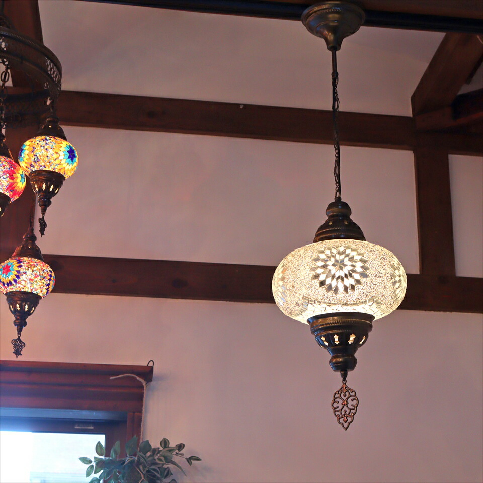 楽天市場】トルコ モザイクペンダントランプ 直径24cm 全高83cm