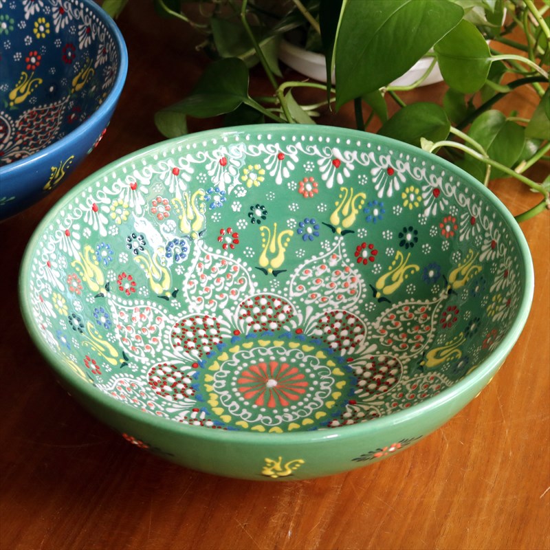 楽天市場】トルコ製ボウル 直径25cm 手書きキュタフヤ陶器 フラワー