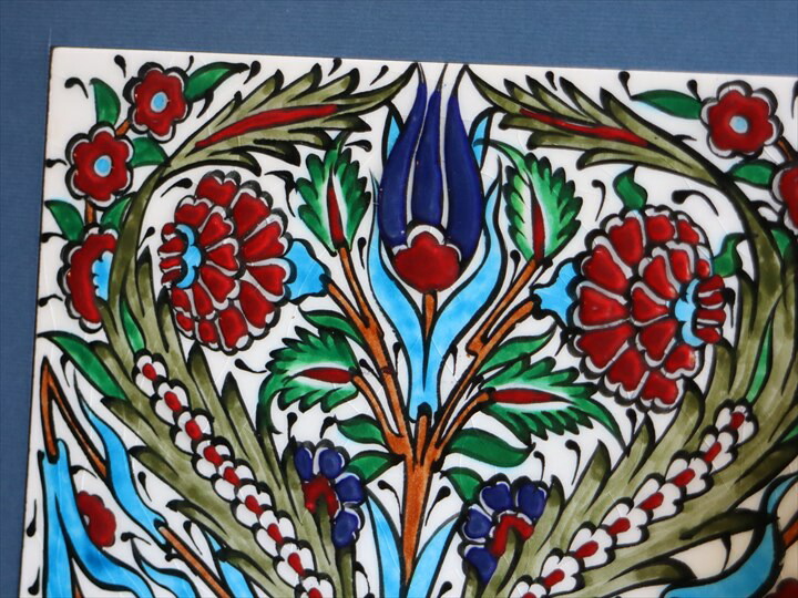 楽天市場】手書きタイル トルコ陶器 1枚額 H32×W32×D1.5cm