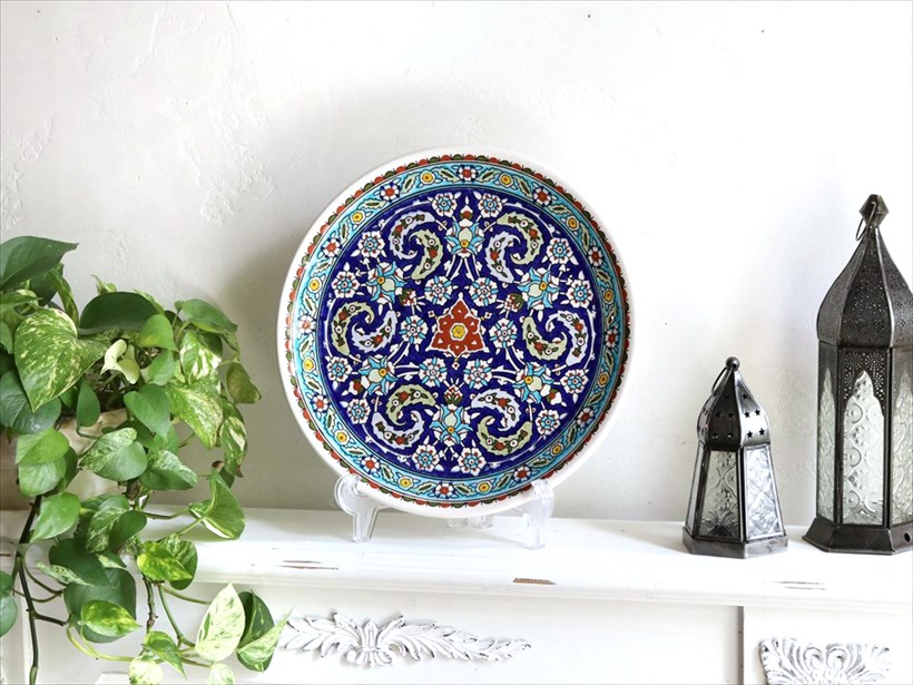 楽天市場】トルコ陶器飾り皿 直径30cmプレート キュタフヤ