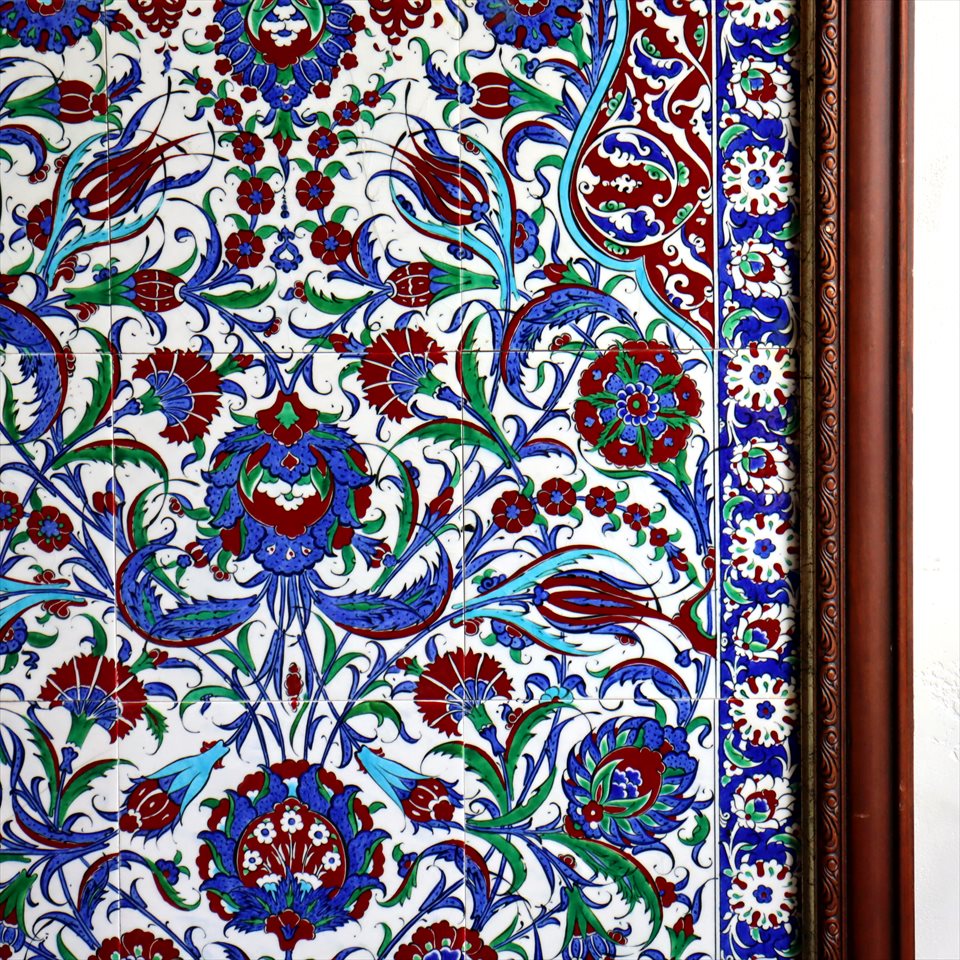 楽天市場】トルコ陶器 手書きタイルのパネルタイル15枚オットマン