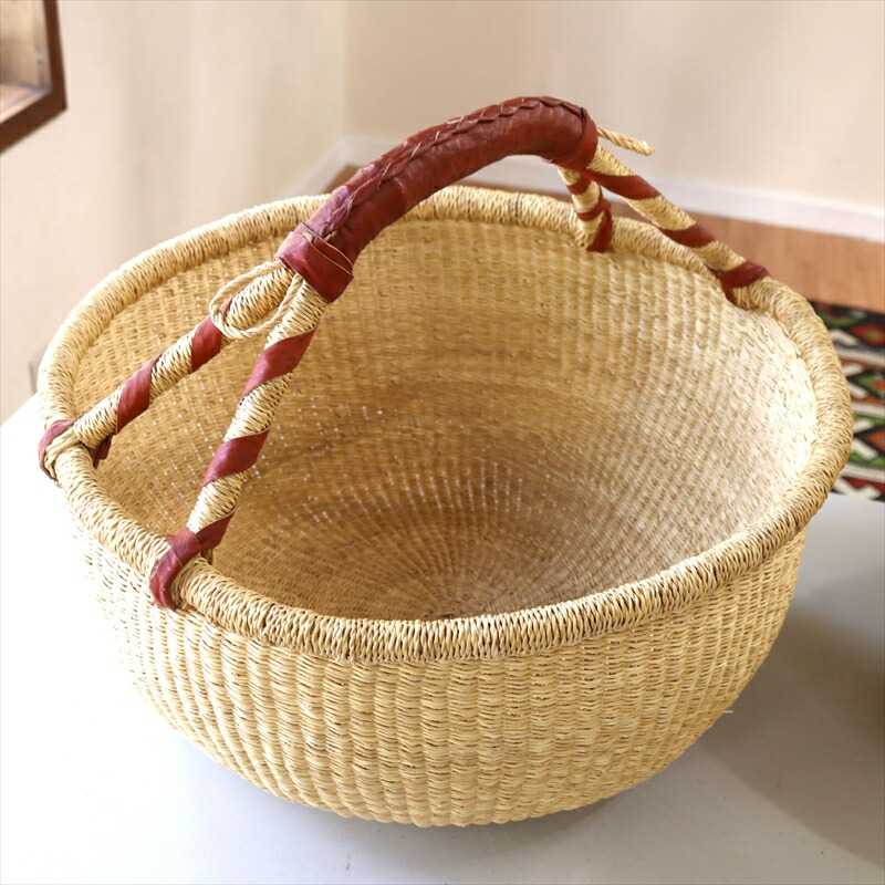 楽天市場】ブルキナバスケット 特大 直径40cm アフリカンバスケット 赤