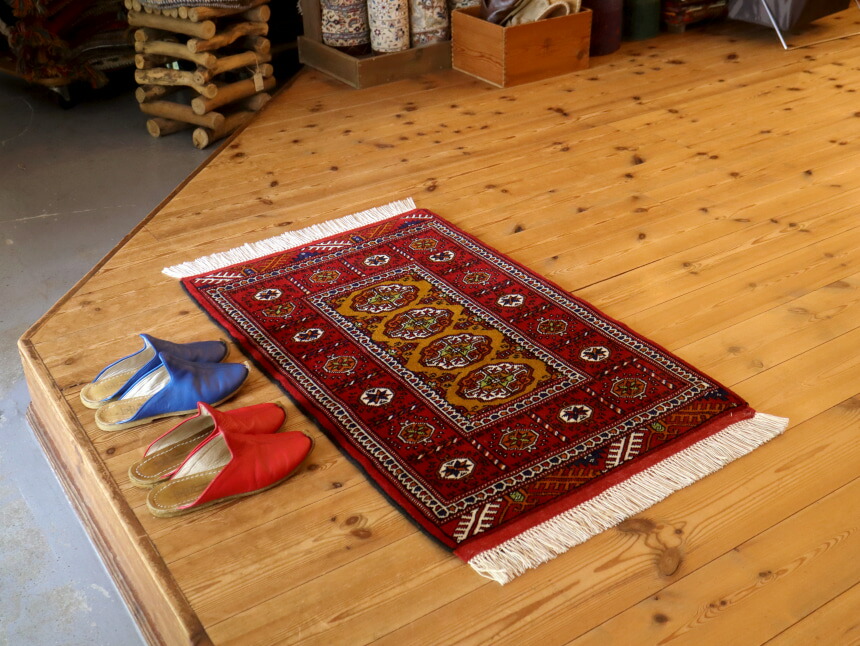 楽天市場】トライバルラグ トルクメン 中央アジア95×61cmギュル文様