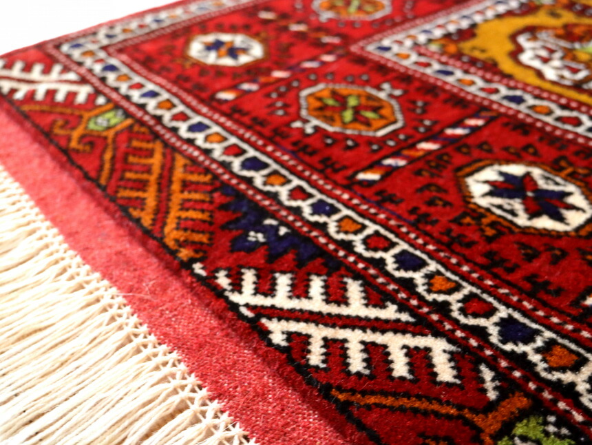 楽天市場】トライバルラグ トルクメン 中央アジア95×61cmギュル文様