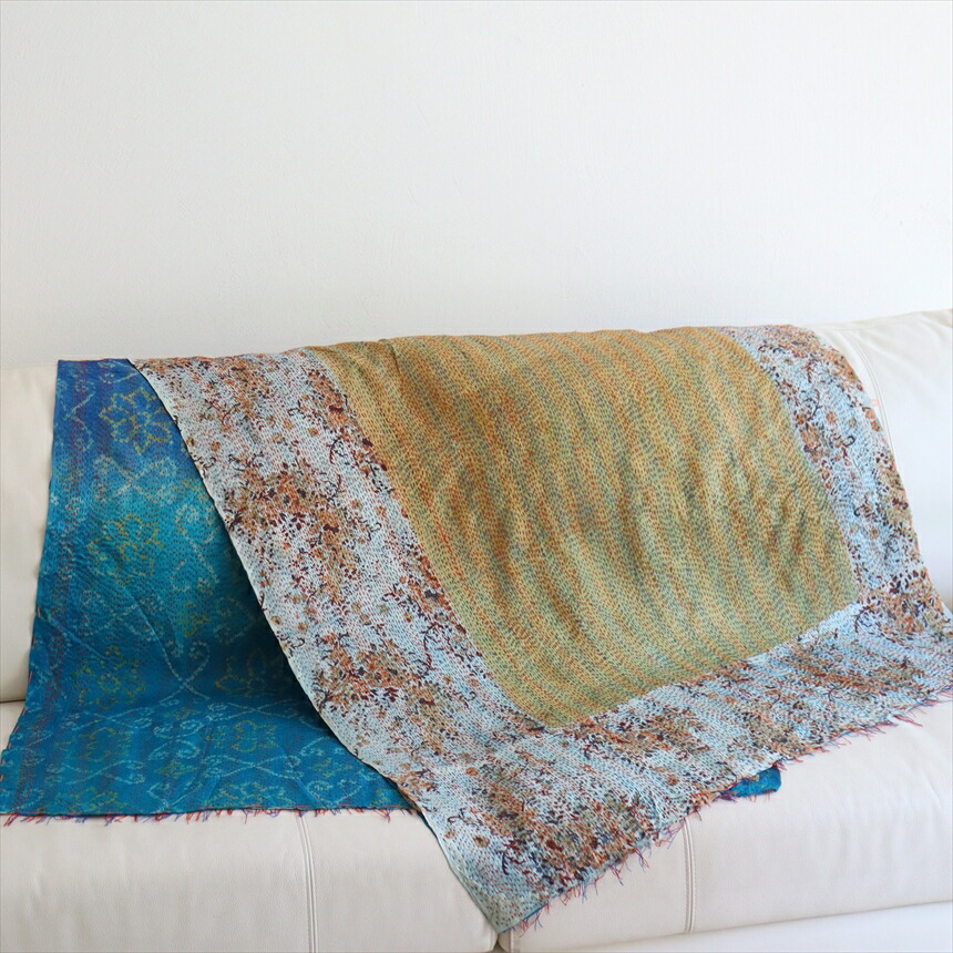 楽天市場】カンタ刺繍 シルクストール インド リサイクルサリー 212