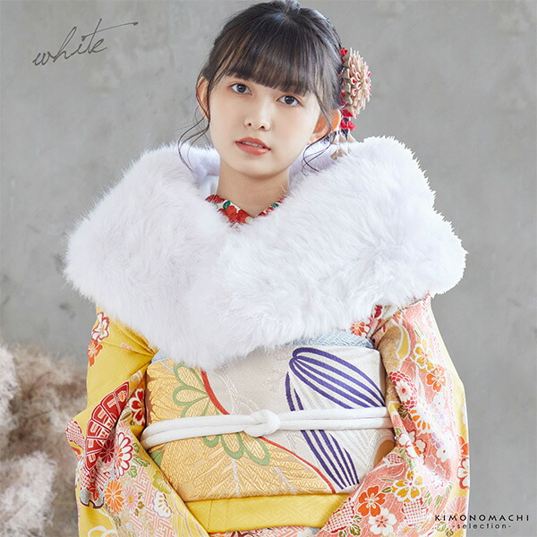 楽天市場】成人式 ショール 振袖 ファー「ホワイト・グレーミックス