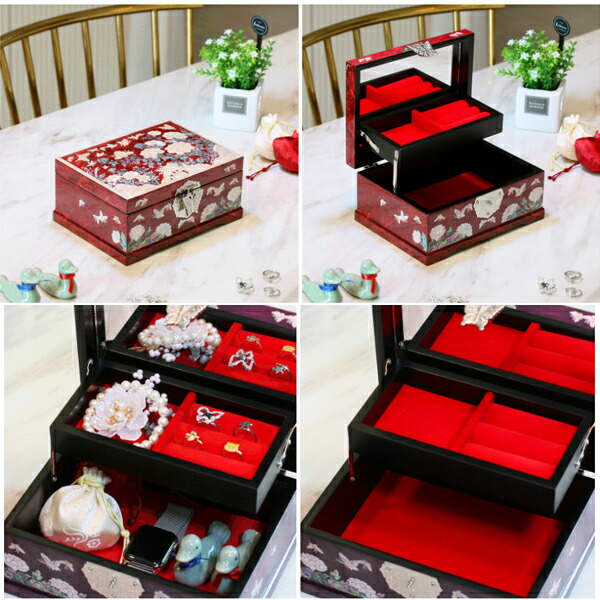 楽天市場】韓国螺鈿 螺鈿漆器 螺鈿 高級 宝石箱 花 蝶 青 ブルー