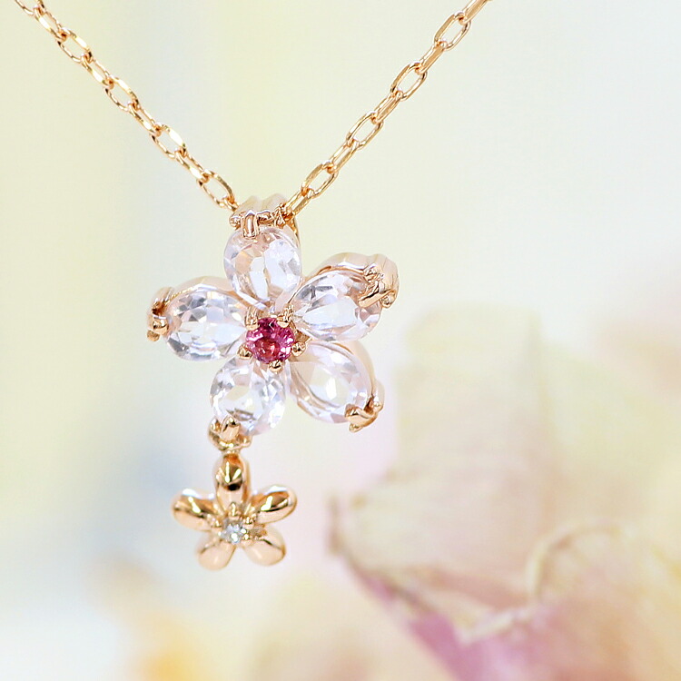 楽天市場】【最短当日出荷】桜 モチーフ ローズクオーツ ダイヤモンド