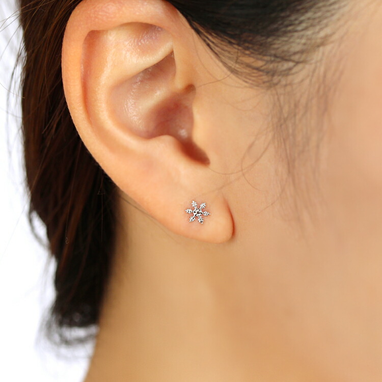 楽天市場】【最短当日出荷】雪の結晶モチーフ 10K 18K ホワイト