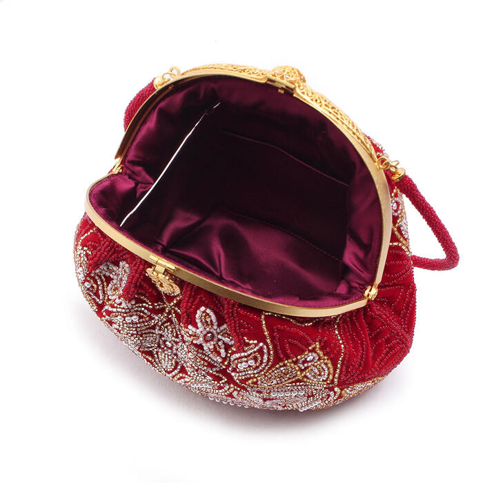 楽天市場】手刺繍ビーズバッグ 国産グラスビーズ レッド 七宝に華 袴用