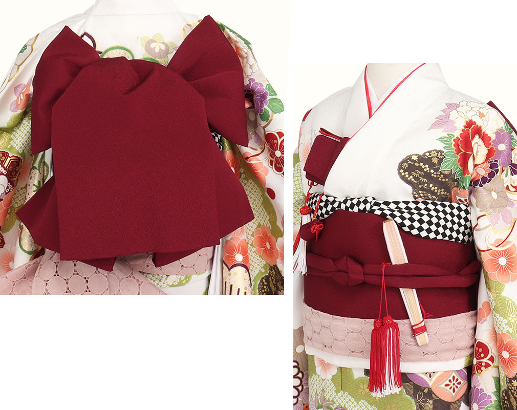 楽天市場】七五三 7歳 七歳 帯 作り帯 結び帯 日本製 大寸 エンジ 無地