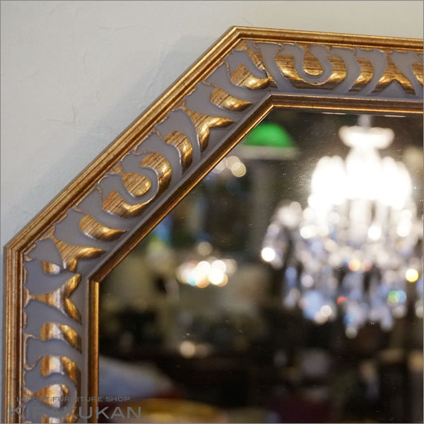 楽天市場】鏡 壁掛け アンティーク 八角ミラー ゴールド Lサイズ