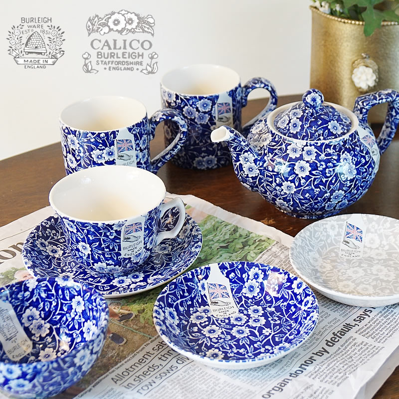 楽天市場】Calico ブルーキャリコ バーレイ社 シュガーボウルL