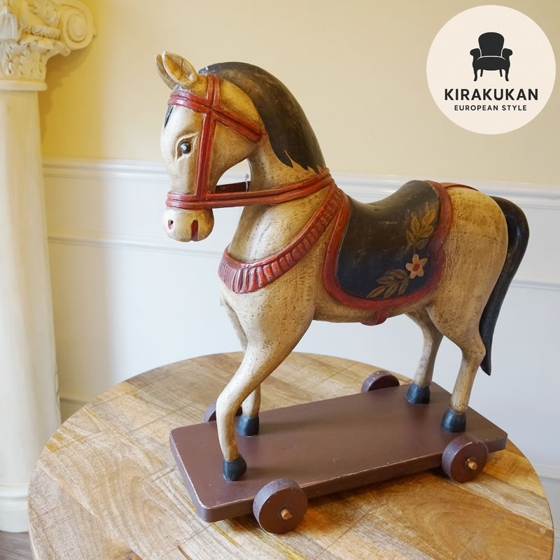 希少古い木の木馬 もくば ロッキングホース オブジェ 店舗什器 当時物