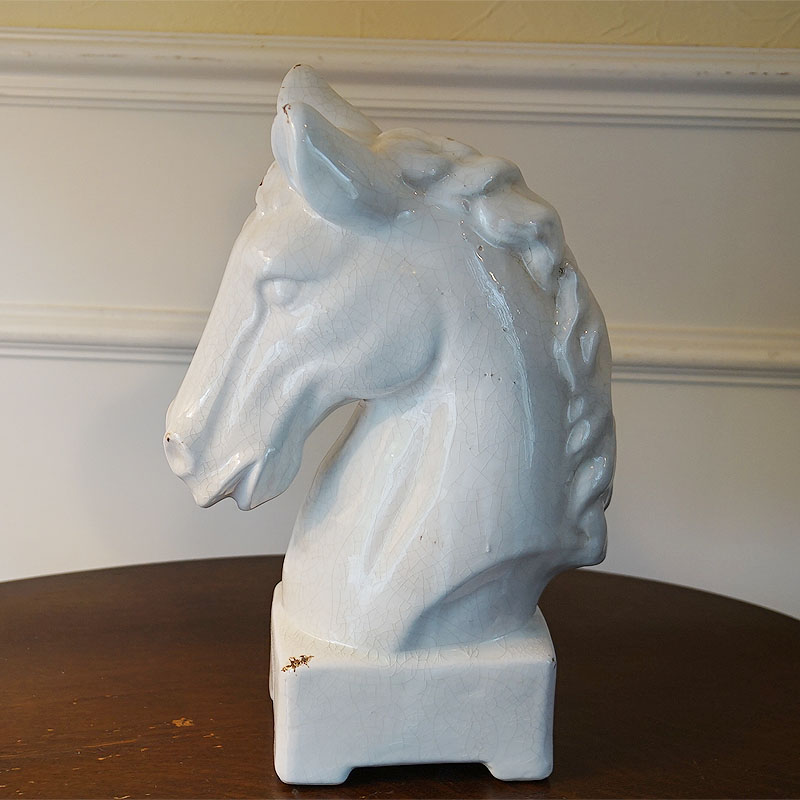 楽天市場】馬 ホースヘッド 置物 陶器製 アンティークホワイト仕上げ