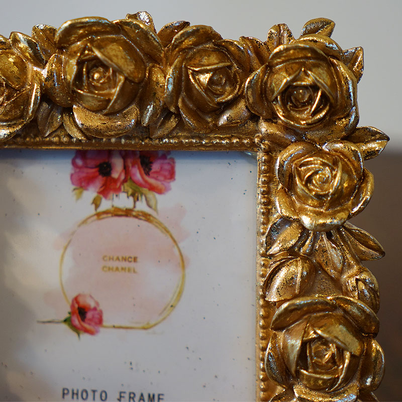 楽天市場】薔薇のフォトフレーム ローズ ゴールド 写真立て スクエア